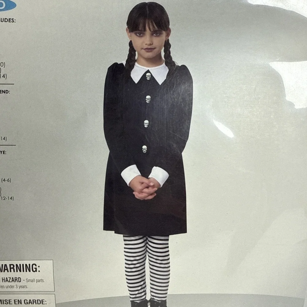 CALIFORNIA COSTUME Wednesday Tween Dreadful‎ Child Sz-XL 10-14 Black w/Pants